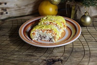 Салат-рулет «Мимоза» с сардиной - рецепт классической рыбной закуски в интересной подаче